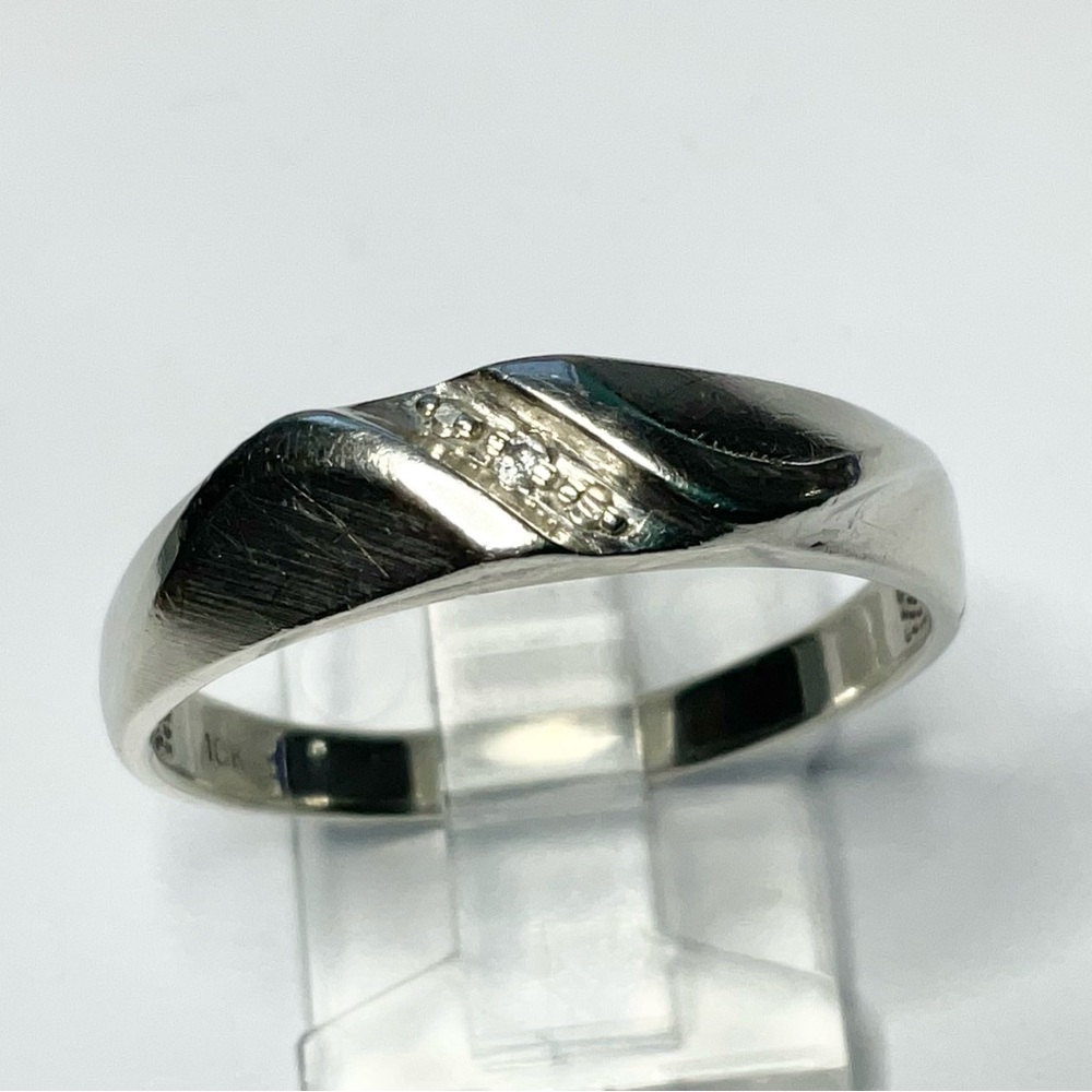 Vintage 10K Diamond White Gold Man’s Band Ring SZ 11.5